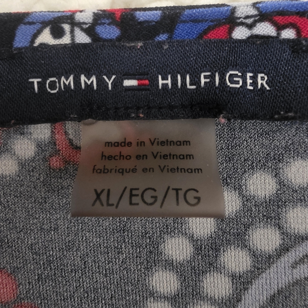 Tommy Hilfiger Sleeveless Blouse Red/Blue Paisley Print Stretch Women's Size XL - Picture 6 of 7